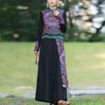 Buddha Stones Frog-Button Embroidery Flowers Cotton Linen Tang Suit Design Sleeveless Vest Waistcoat BS 5