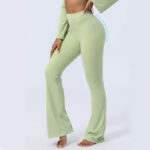 Buddha Stones Long Sleeve Backless Strap Top Bra Flare Pants Fitness Yoga Outfit 2-Piece Outfit BS 3