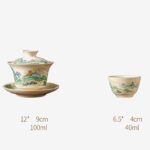 Buddha Stones A Panorama of Rivers and Mountains Flowers Ceramic Gaiwan Sancai Teacup Kung Fu Tea Cup And Saucer With Lid Cup BS 7