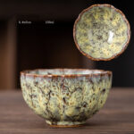 Buddha Stones Peach Blossom Pattern Ceramic Teacup Flower Tea Cups Cup BS Yellow