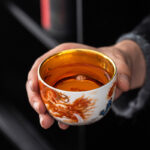 Buddha Stones Dragon Phoenix Crane Sun Ocean Waves Gilt Ceramic Teacup Kung Fu Tea Cup 170ml Cup BS 3