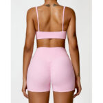 Buddha Stones Gym Sports Yoga Backless Bra Crop Tank Top Shorts 2-Piece Outfit BS 40