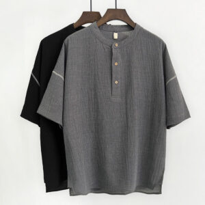 Buddha Stones Summer Solid Color Men Short Sleeve Button Shirt Men's Shirts BS main