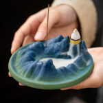 Buddha Stones Creative Mountain River Ceramic Healing Backflow Incense Burner Incense Burner BS 8
