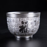 Buddha Stones Fu Character Dragon Phoenix Horse Koi Fish Silver Gilding Ceramic Teacup Kung Fu Tea Cup Cup BS 1