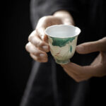 Buddha Stones Koi Fish Lotus Leaf Pattern Ceramic Teacup Kung Fu Tea Cup 65ml Cup BS 5