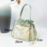 Buddha Stones Suzhou Embroidery Lotus Epiphyllum Magnolia Cotton Linen Tote Crossbody Bag Shoulder Bag Handbag Crossbody Bag BS 6