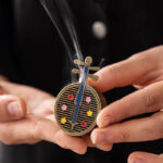 Buddha Stones Small Mini Gourd Fan Pipa Copper Alloy Incense Burner Decoration With Incense Incense Burner BS 8