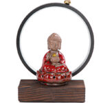 Buddha Stones Buddha Lotus Backflow Smoke Fountain Ceramic Blessing Incense Burner With Light Decoration Incense Burner BS 5