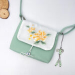 Buddha Stones Embroidered Camellia Epiphyllum Gardenia Sakura Flowers Crossbody Bag Shoulder Bag Cellphone Bag Crossbody Bag BS 37