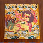 Buddha Stones Fengshui Kirin Prayer Altar Mat Healing Meditation Auspicious Symbol Mat Prayer Altar BS Yellow 31*35cm