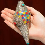 Buddha Stones Tibetan Handmade Natural Shankha Colorful Conch Shell Seashell Wealth Home Decoration Decorations BS 11