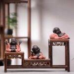 Buddha Stones Always Smiling Laughing Buddha Wealth Luck Purple Clay Maitreya Statue Decoration Decorations BS 11