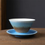 Buddha Stones Planet Design Ceramic Coffee Mug Rough Pottery Tea Coffee Cup With Saucer Coffee Mug BS Sky Blue 10.3cm*10.3cm*6.3cm*180ml