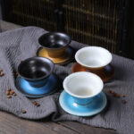 Buddha Stones Planet Design Ceramic Coffee Mug Rough Pottery Tea Coffee Cup With Saucer Coffee Mug BS 17