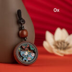 Buddha Stones Year Of The Dragon Hand Painted Chinese Zodiac Rosewood Carved Calm Key Chain (Extra 30% Off | USE CODE: FS30) Key Chain BS Ox