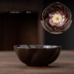 Buddha Stones Peach Blossom Pattern Ceramic Teacup Flower Tea Cups Cup BS DarkRed