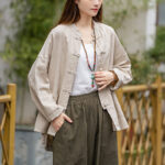 Buddha Stones Frog-Button Design Shirt Tai Chi Meditation Top Clothing Ramie Linen Jacket Jacket Shirt BS 16
