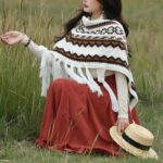 Buddha Stones Tibetan Triangular Shawl Striped Tassels Winter Cozy Travel Scarf Wrap Tibetan Shawl BS 5