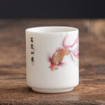 Buddha Stones Koi Fish White Porcelain Ceramic Teacup Kung Fu Tea Cup Cup BS Koi Fish 5.3cm*6cm*80ml