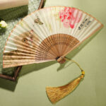 Buddha Stones Cute Cat Butterfly Flowers Pattern Handheld Silk Bamboo Folding Fan 21cm Folding Fan BS Cat Butterfly Flowers Yellow 21cm