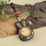 Tibet Ebony Five God of Wealth Thangka Key Chain Key Chain BS 10