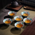 Buddha Stones Flowers Fu Character Mountains Lotus Cherry Blossoms Ceramic Teacup Kung Fu Tea Cup Cup BS 26