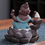 Buddha Stones Ganesh Elephant Purple Clay Backflow Smoke Fountain Protection Incense Burner Incense Burner BS 12