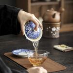 Buddha Stones Vintage Blue And White Porcelain Ceramic Gaiwan Sancai Teacup Kung Fu Tea Cup And Saucer With Lid Cup BS 4