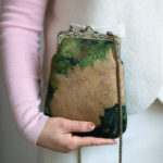 Buddha Stones Small Green Peony Butterfly Metal Chain Crossbody Bag Shoulder Bag Cellphone Bag Crossbody Bag BS Green Peony Butterfly 20*16*4cm