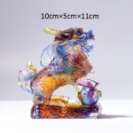Buddha Stones Feng Shui Kirin Handmade Liuli Crystal Art Piece Fortune Home Office Decoration Decorations BS Colorful Kirin&Ball