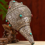 Buddha Stones Tibetan Handmade Natural Shankha Engraved Eight Auspicious Symbols Conch Shell Lucky Home Decoration Decorations BS 12