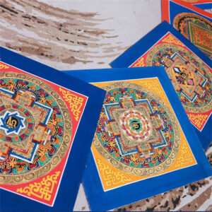 Buddha Stones Tibetan Handmade Thangka Painting Blessing Thangka Blind Box Random Color Pattern Tibetan Thangka BS 26cm Mandala Style (Random Pattern)