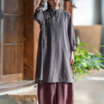 Buddha Stones Vintage Cotton Linen Blouse Women Long Sleeve Shirt Chinese Hanfu Top Long Sleeve Shirt BS 10