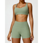 Buddha Stones Gym Sports Yoga Backless Bra Crop Tank Top Shorts 2-Piece Outfit BS 26