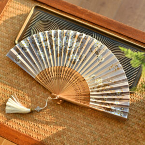 Buddha Stones Cherry Blossoms Sakura Handheld Bamboo Folding Fan 21cm Folding Fan BS Cherry Blossoms 21cm