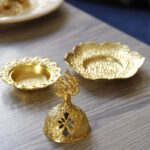 Buddha Stones Gold Leaf Coaster Spiritual Mini Alloy Metal Incense Burner Incense Burner BS 2