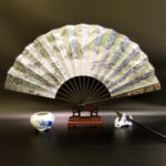 Buddha Stones Great Wall Mountains Trees Crane Bamboo Handheld Silk Bamboo Folding Fan 33.5cm Folding Fan BS Thousands Of Miles Of Rivers And Mountains 33.5cm