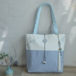 Buddha Stones Pear Flower Plum Peach Blossom Bamboo Embroidery Canvas Large Capacity Shoulder Bag Tote Bag Bag BS 16