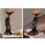 Buddha Stones Hand Pattern Wood Candlestick Home Candle Holder Decoration Candle Holder BS 19