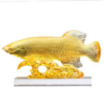 Buddha Stones Handmade Liuli Crystal Koi Fish Art Piece Luck Home Office Decoration Decorations BS 14