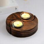 Buddha Stones Yin Yang Wood Candle Holder Meditation Rituals Use Items Candle Holder BS 2