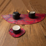 Buddha Stones Vintage Sea Wave Bamboo Plum Blossom Embroidered Cup Mat Pad Tea Cup Coaster Kung Fu Tea Mat Tea Mat BS 16