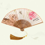 Buddha Stones Cute Cat Butterfly Flowers Pattern Handheld Silk Bamboo Folding Fan 21cm Folding Fan BS 7