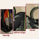Buddha Stones Black Green Orchids Print Vintage Handbag Handbags BS 6