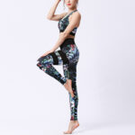 Buddha Stones 2Pcs Sunflower Flowers Leaves Print Top Pants Sports Fitness Yoga Women's Yoga Sets Women's Yoga Sets BS 30
