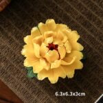 Buddha Stones Tibetan Lotus Blessing Ceramic Stick Incense Burner Decoration Incense Burner BS Yellow