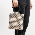 Buddha Stones Hand-woven Lozenge Wooden Beads Handbag Handbags BS 8