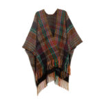 Buddha Stones Tibetan Shawl Colorful Wavy Line Tassels Winter Cozy Travel Scarf Wrap Tibetan Shawl BS Colorful Black 155*130cm