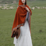 Buddha Stones Tibetan Shawl Border Small Floral Flower Hooded Cloak Winter Cozy Travel Scarf Wrap Tibetan Shawl BS 2